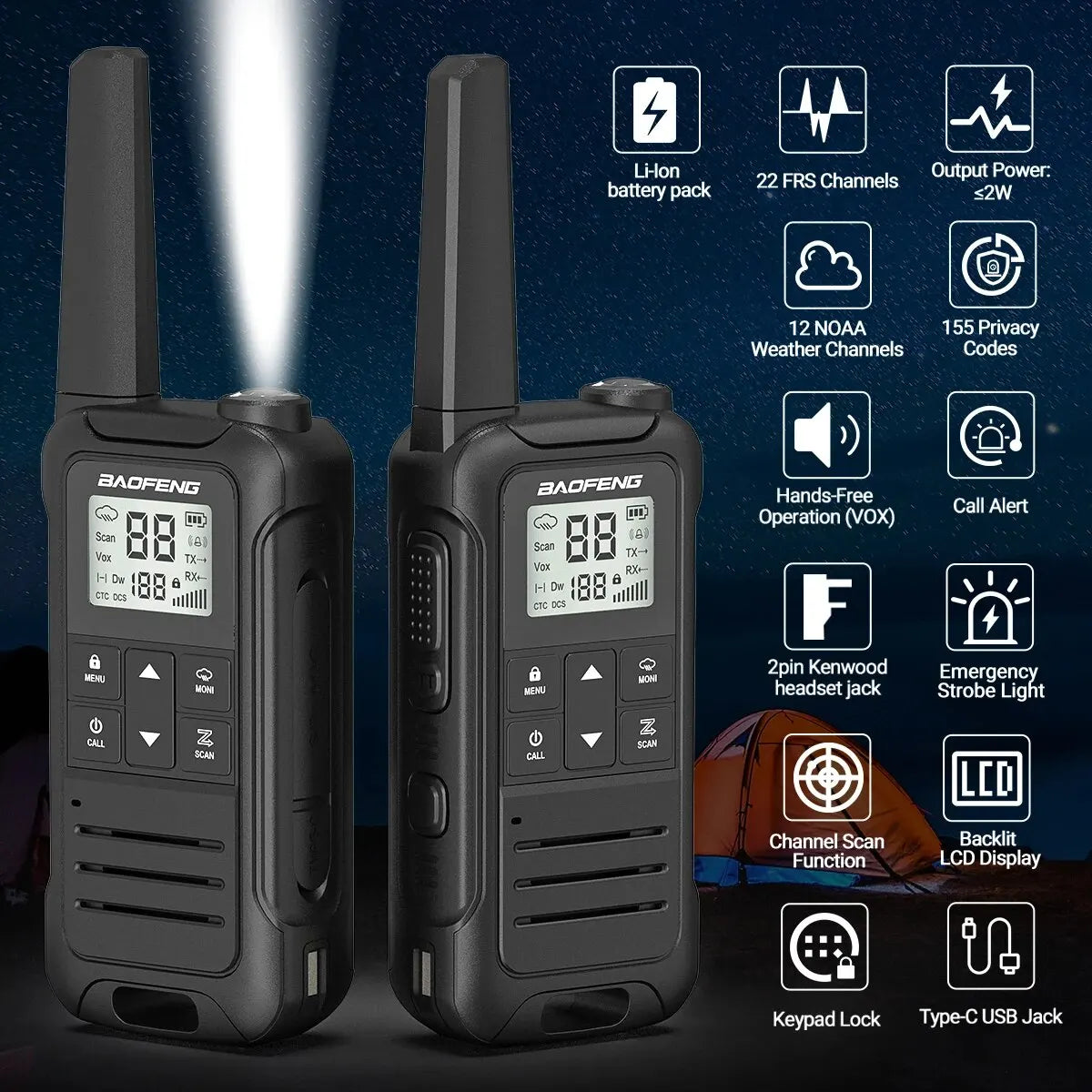 2pcs Baofeng F22 Mini Walkie Talkies