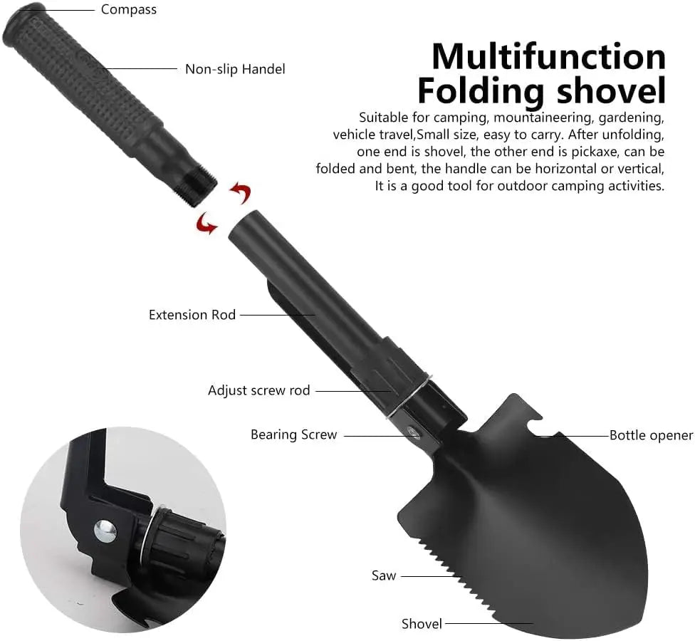 Multifunctional Folding Military Shovel for Camping & Survival Tool