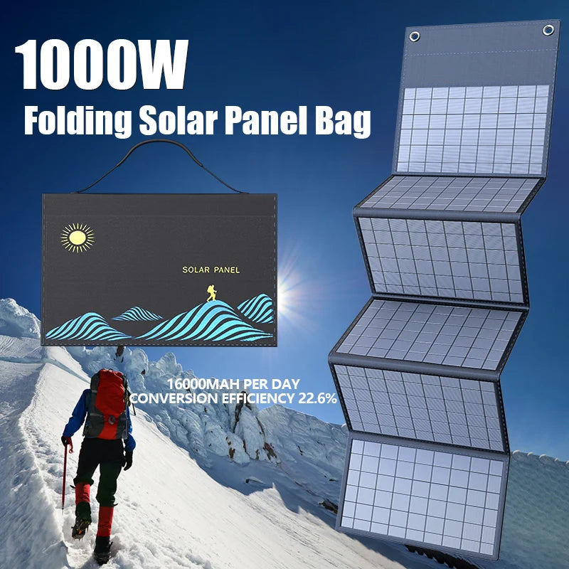 1000W Portable Folding Solar Panel with USB/DC Outlets