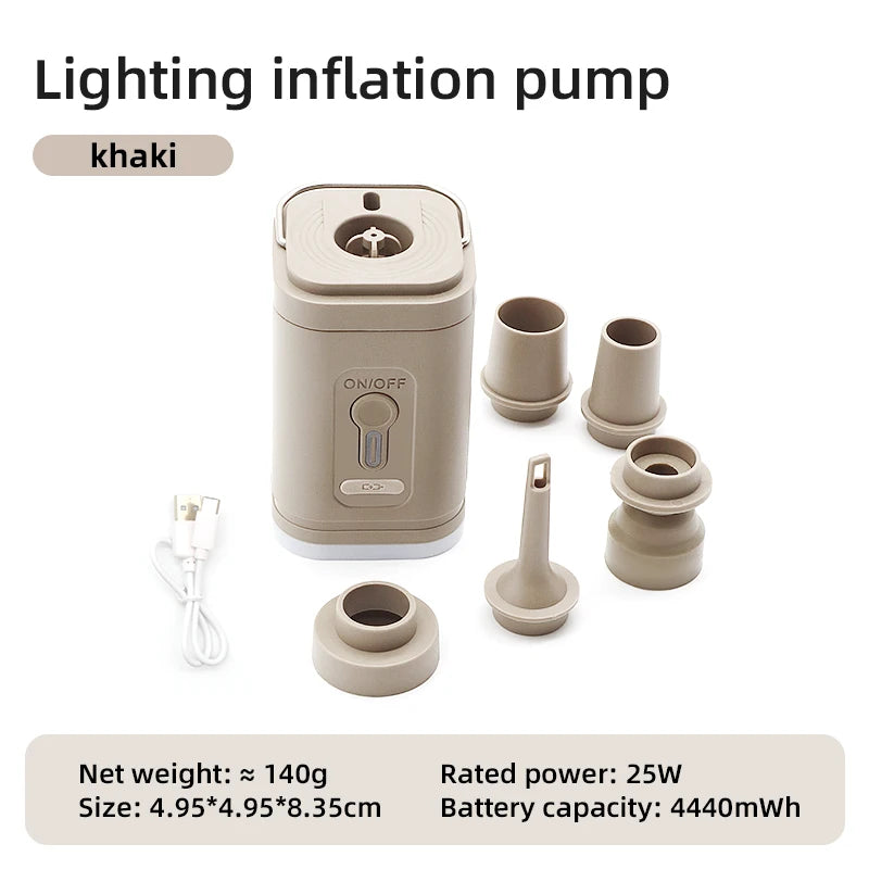 3-in-1 Electric Air Pump with Lights – Mini Wireless Inflator & Deflator