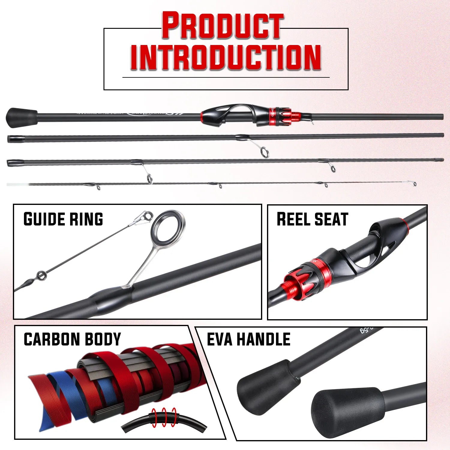 Sougayilang 2.1m Ultralight Carbon Fiber Casting/Spinning Rod