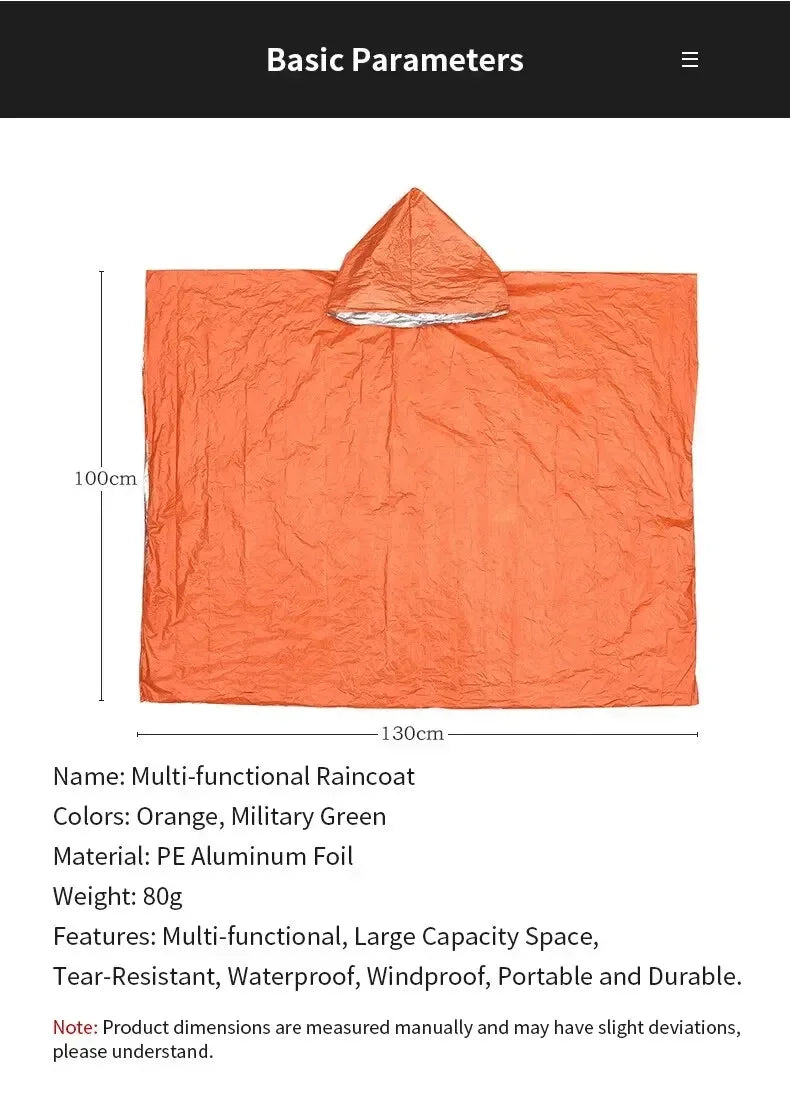 Emergency Waterproof Rain Poncho for Survival