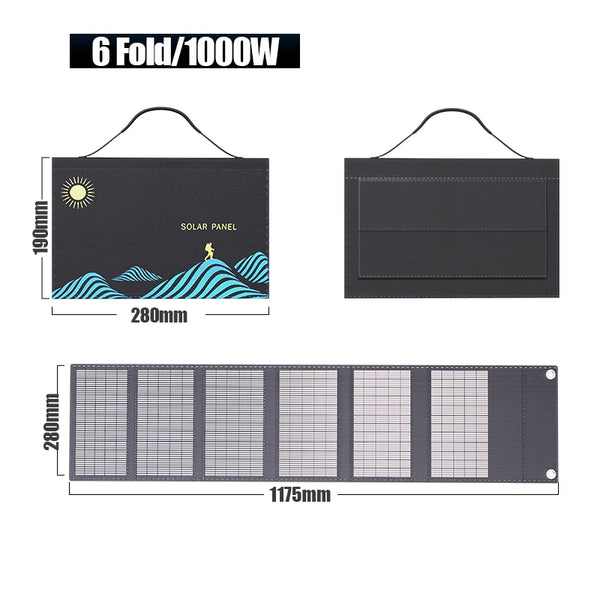 Portable Folding Solar Panel with USB & DC Output (1000W)