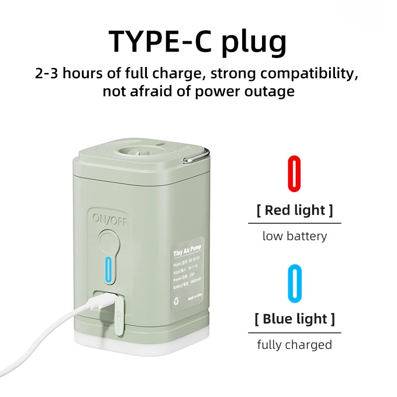 3-in-1 Electric Air Pump with Lights – Mini Wireless Inflator & Deflator
