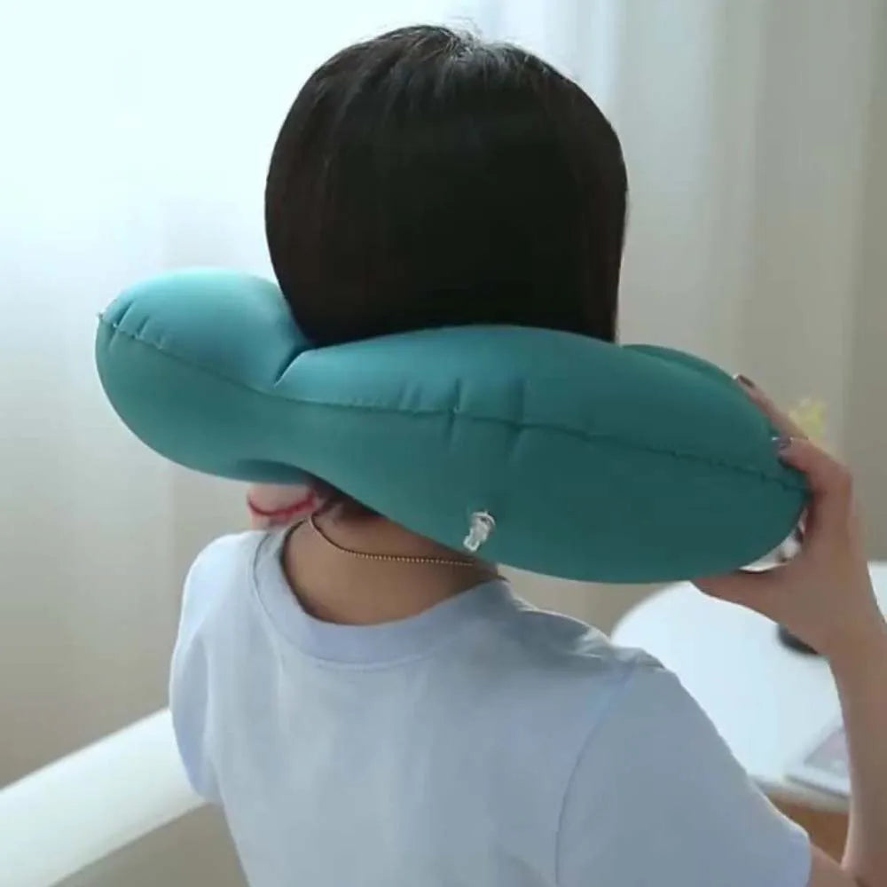 TARKA Inflatable Flocking Neck Pillow for Travel & Camping