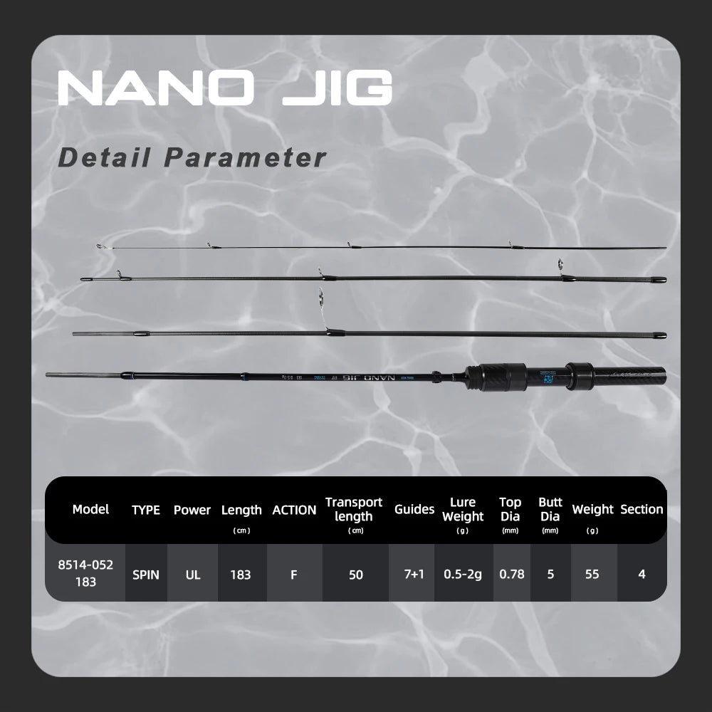 MIFINE NANO JIG Travel Spinning Rod – Ultra-Light & Portable