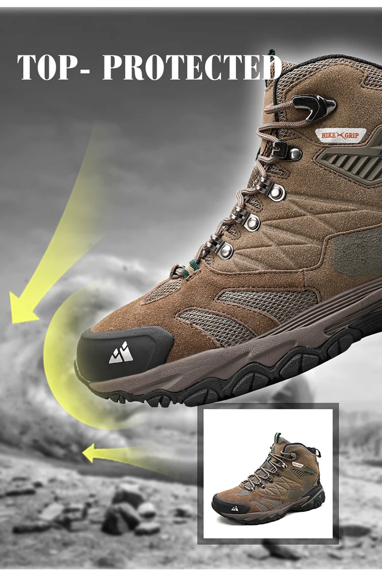 HIKEUP Men’s Winter Hiking Boots – Suede High-Top Tactical Outdoor Footwear