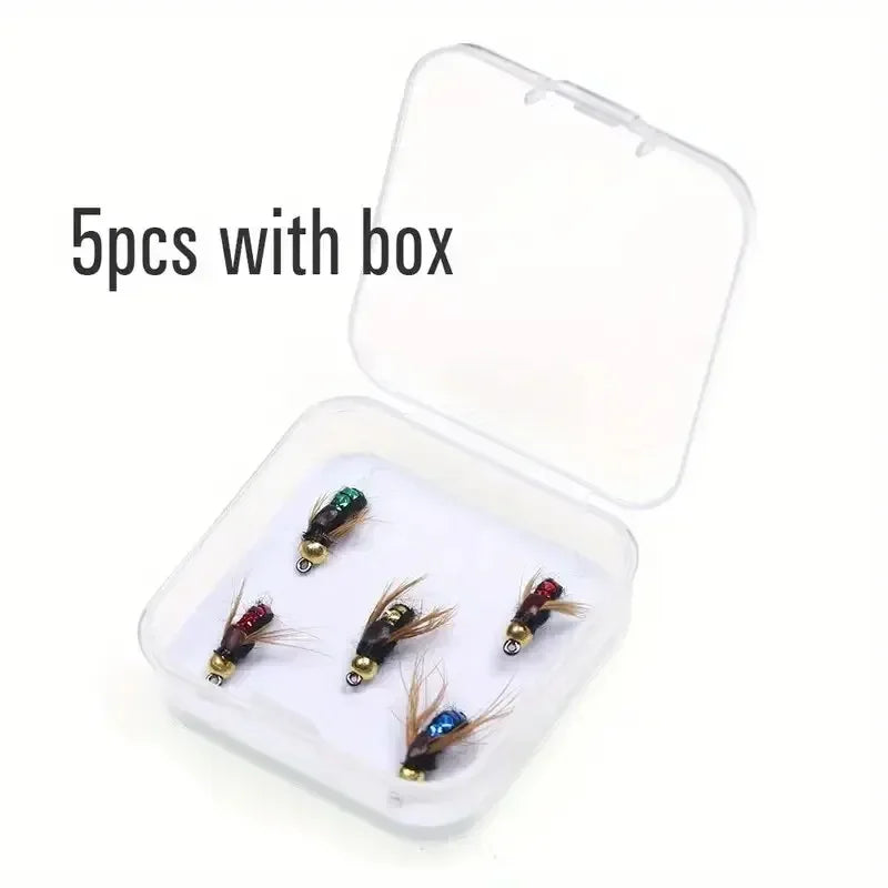 Artificial Insect Fly Fishing Bait with Brass Bead (5/10pcs)