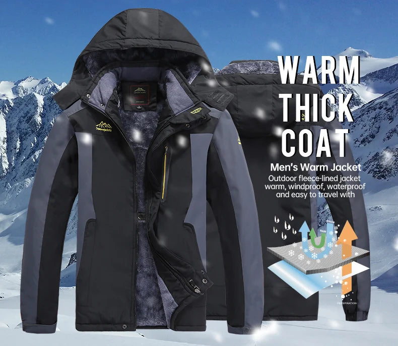 Men’s Plush Warm Fashion Jacket – Autumn & Winter Outdoor Sports Coat