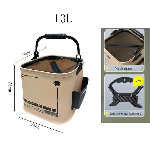 Foldable Portable EVA Fishing Bucket with Rope