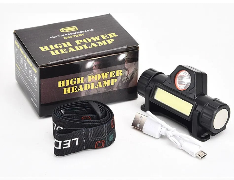 Rechargeable COB LED Headlamp with Magnetic Head Torch