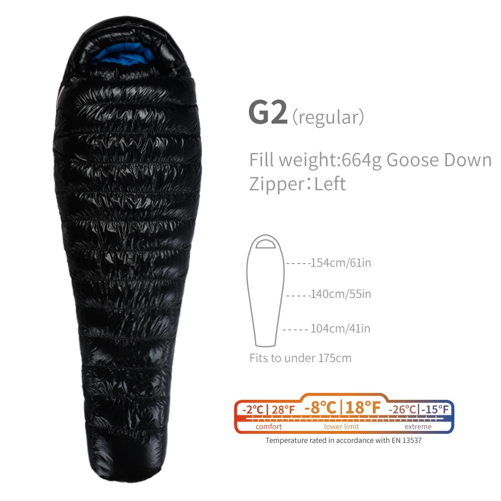 AEGISMAX Premium 800FP Goose Down Sleeping Bag – Compact, Warm & Built for Adventure