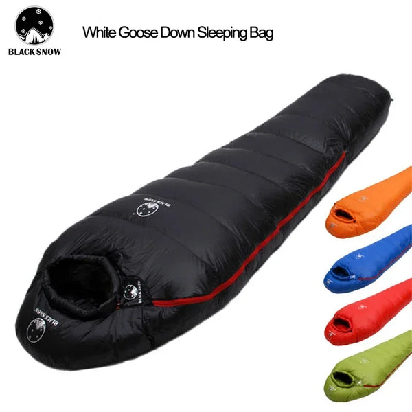 BLACKSNOW Very Warm White Goose Down Mummy Sleeping Bag – Winter-Ready Thermal Comfort