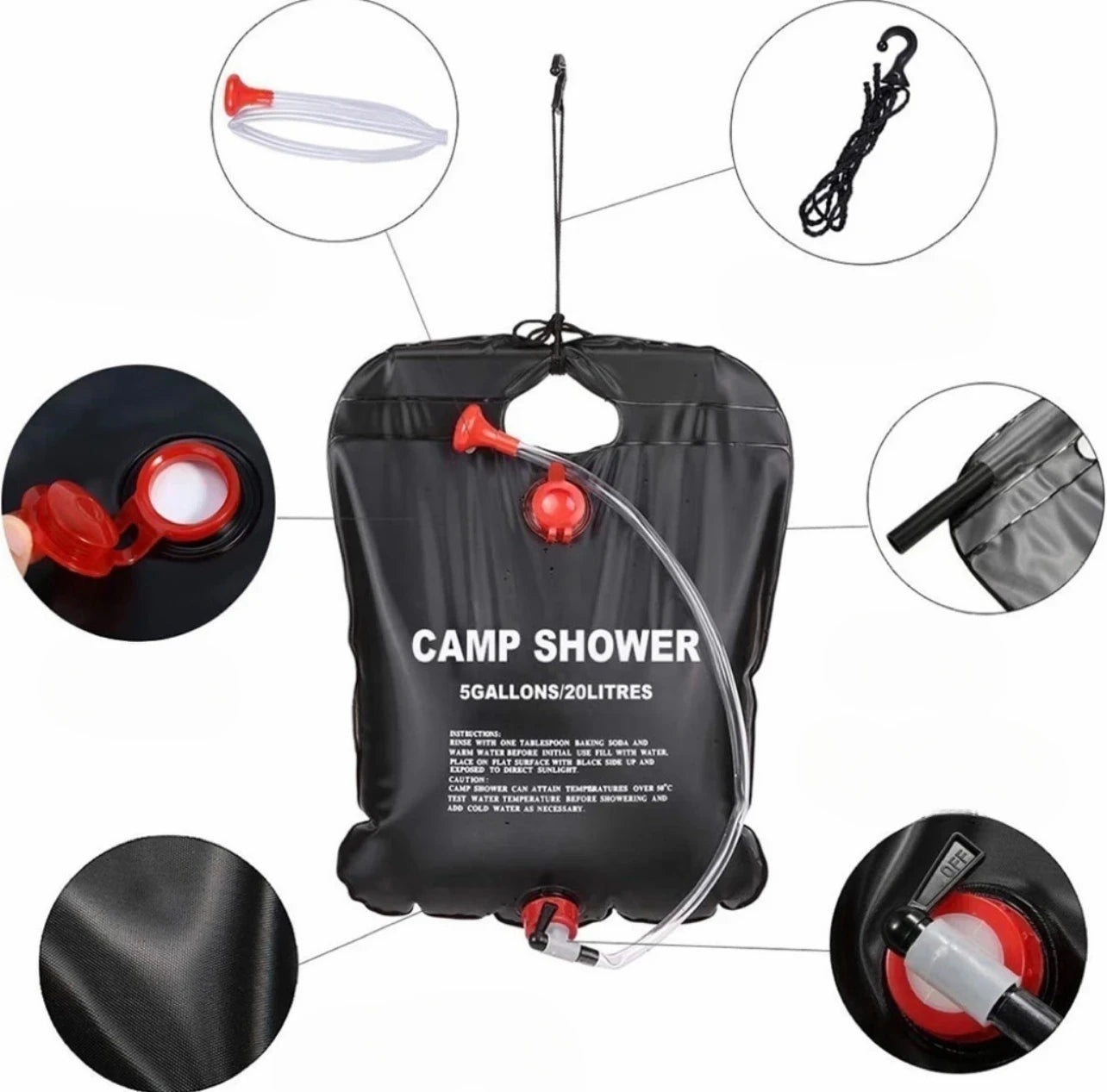 Foldable Solar Shower Bag for Camping (20/40L)