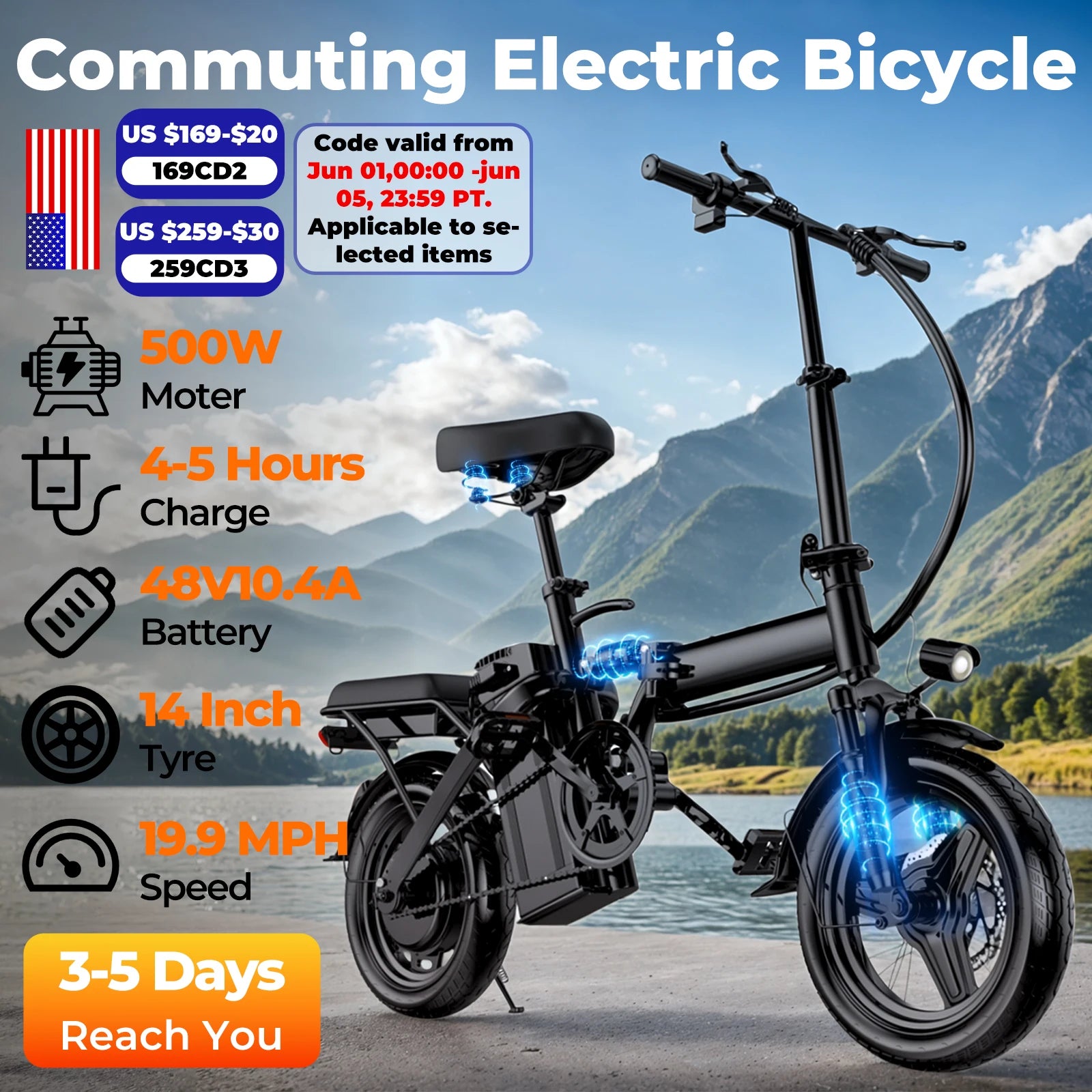 LELEKUAI 500W Adult Electric Bike – Compact, Powerful & Foldable
