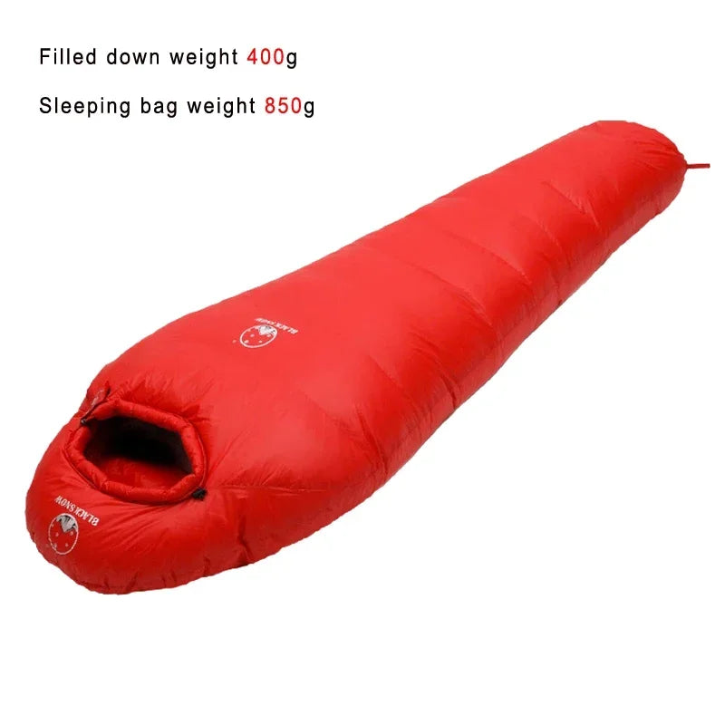 BLACKSNOW Very Warm White Goose Down Mummy Sleeping Bag – Winter-Ready Thermal Comfort