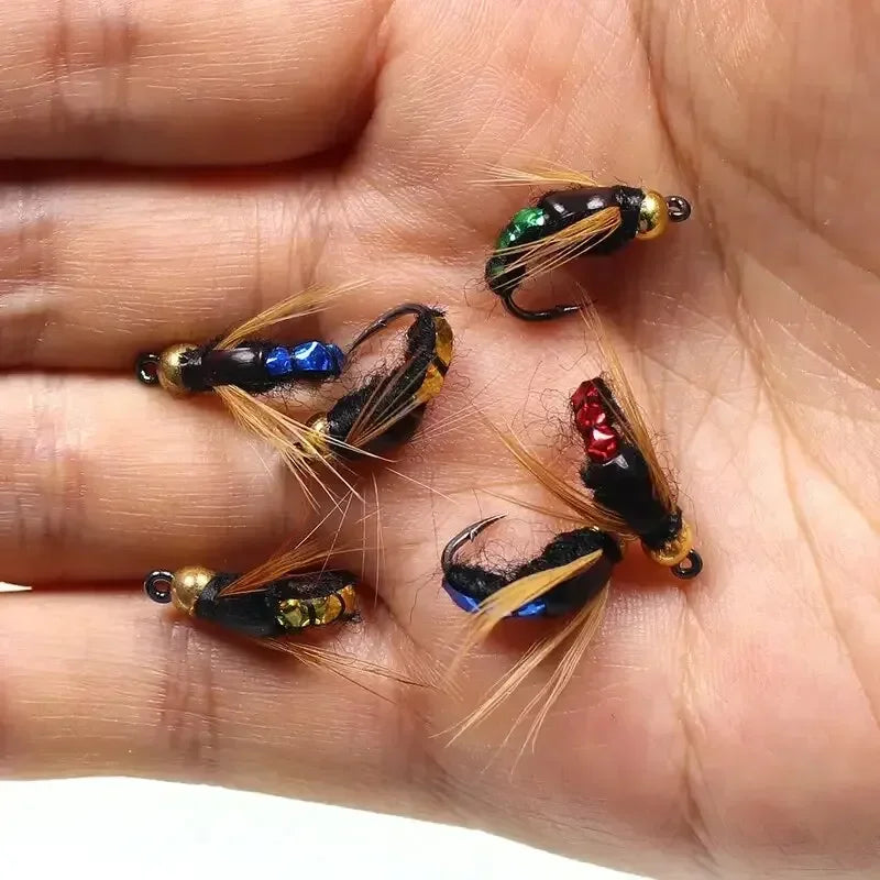 Artificial Insect Fly Fishing Bait with Brass Bead (5/10pcs)