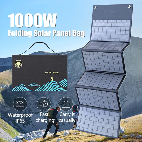 1000W Portable Folding Solar Panel with USB/DC Outlets