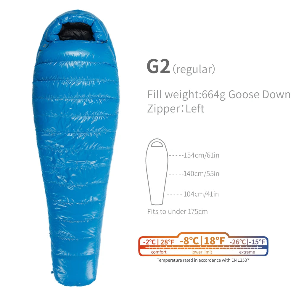AEGISMAX Premium 800FP Goose Down Sleeping Bag – Compact, Warm & Built for Adventure