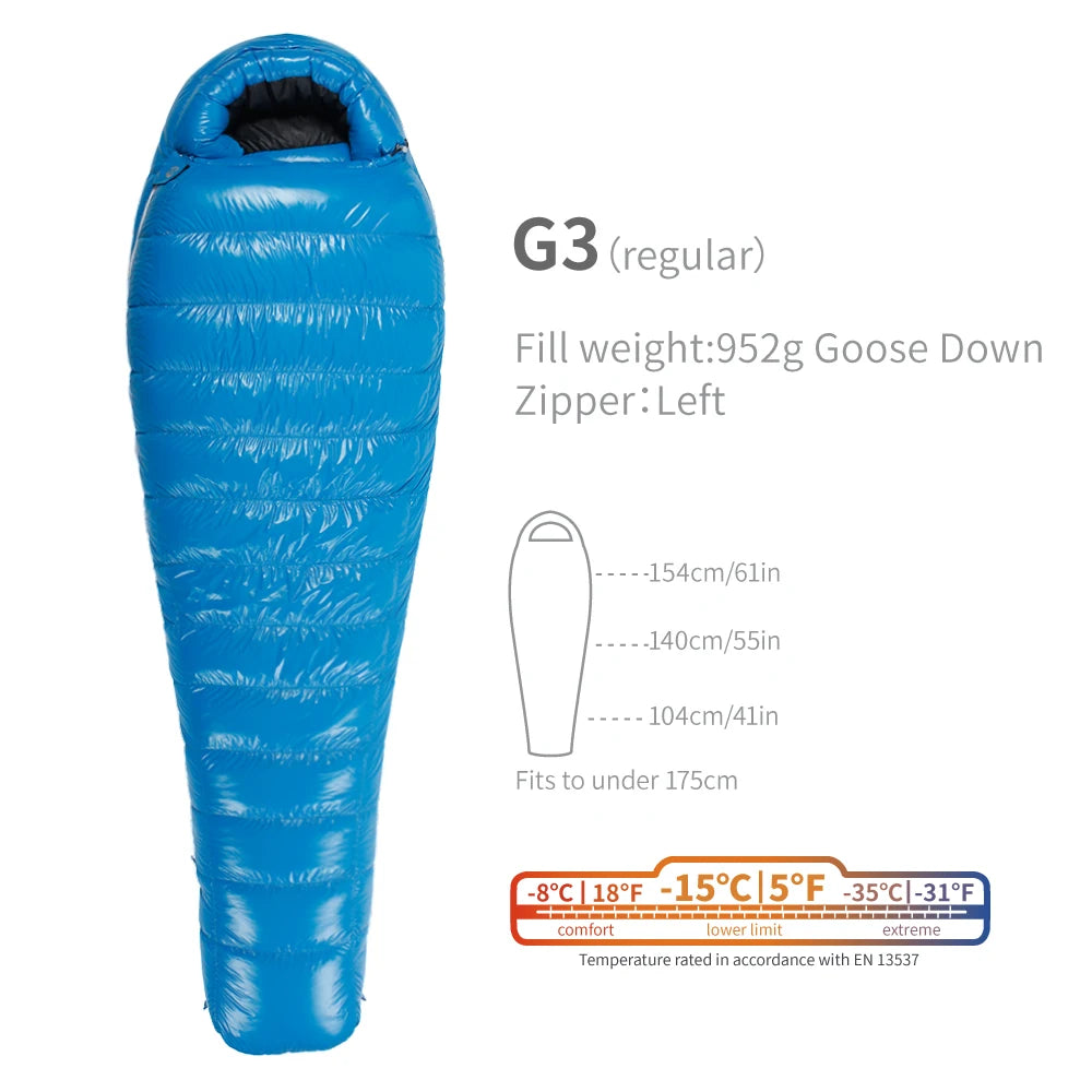 AEGISMAX Premium 800FP Goose Down Sleeping Bag – Compact, Warm & Built for Adventure