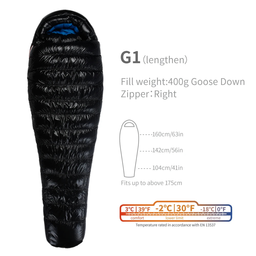 AEGISMAX Premium 800FP Goose Down Sleeping Bag – Compact, Warm & Built for Adventure