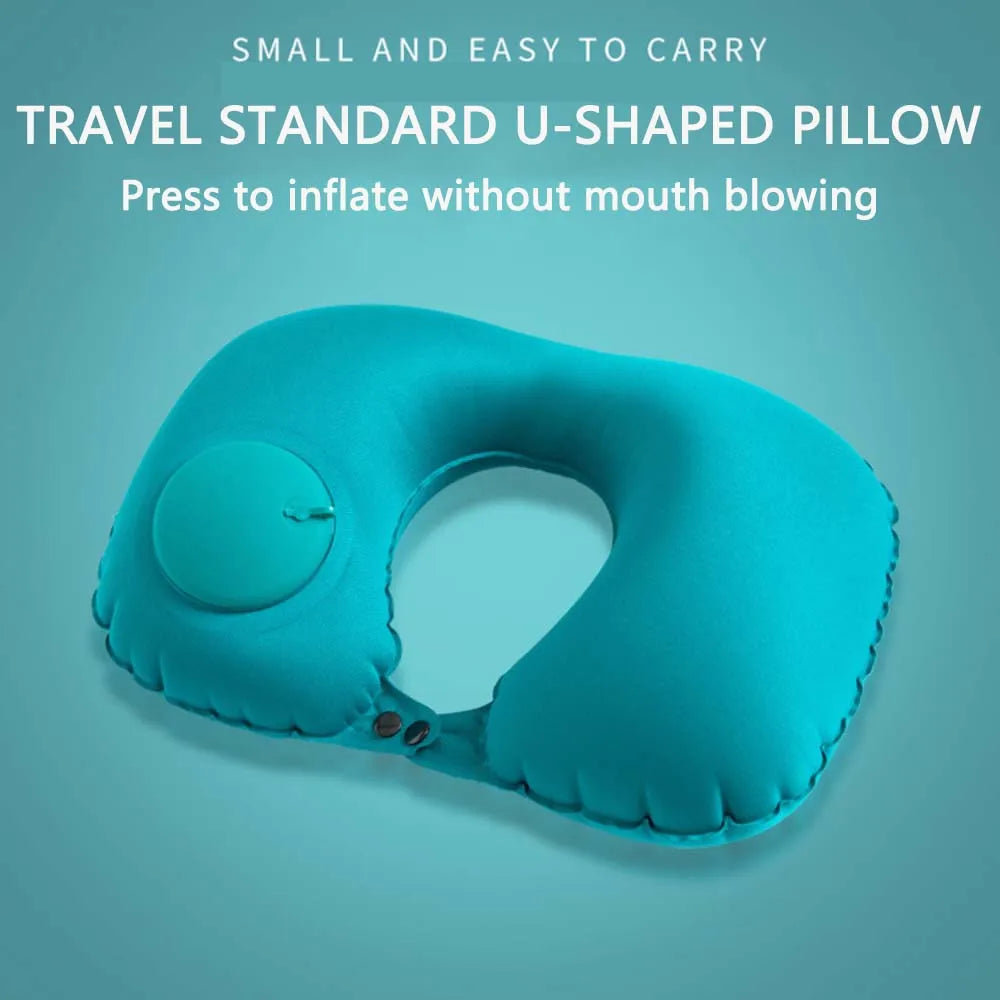 TARKA Inflatable Flocking Neck Pillow for Travel & Camping